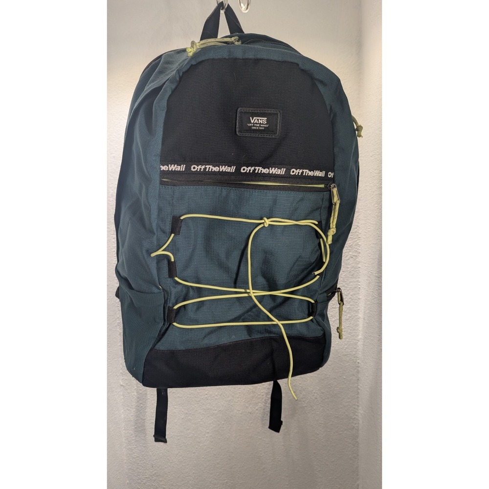 Vans Blue Backpack Laptop School Daypack Lime Green Lining Dark Forest Green